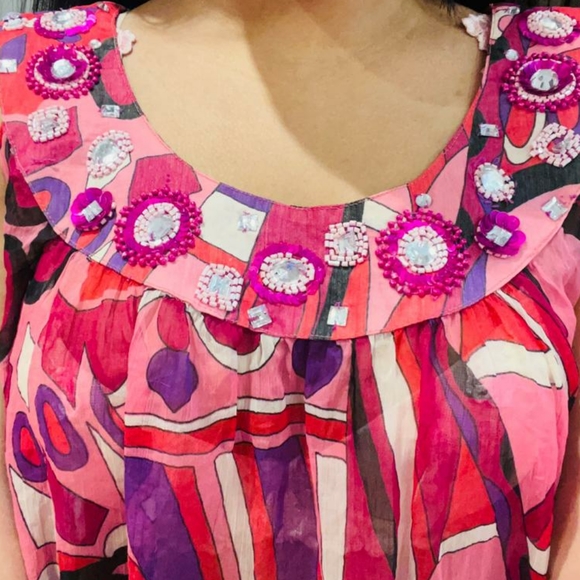 Printed semi sheer top - Picture 4 of 7